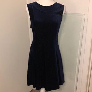 BCBGeneration Sz L Velvet Navy Blue w/Silver Sparkles Prom/Evening Dress BNWT